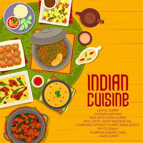 Premium Vector Indian Cuisine Restaurant Meals Menu Vector Cover