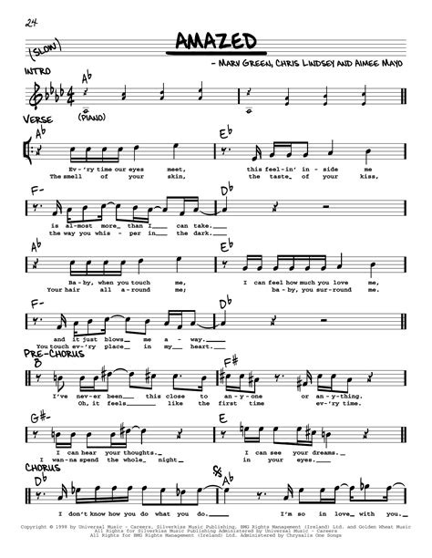 Amazed By Lonestar Sheet Music For Real Book Melody Lyrics Chords