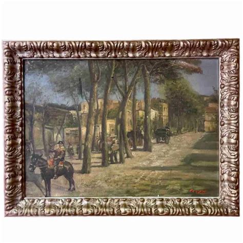 Quadro Dipinto A Olio Su Tela Paesaggio Montano Stile Antico Con