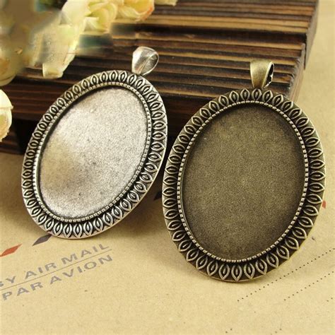 5pcs Oval Blank Cabochon Base Antique Bronze Metal Cameo Fit 30 40mm