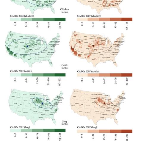 Spatial Distribution Of Industrial Farms In 2002 And 2007 Download