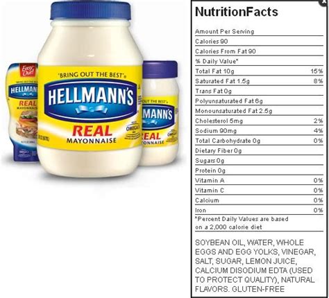 hellmann's mayonnaise nutrition facts