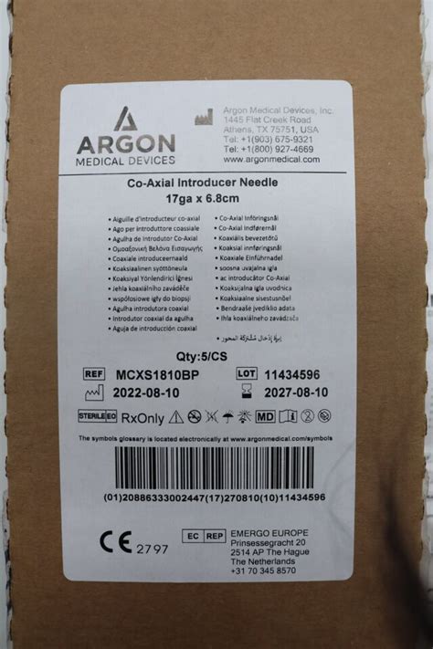 New Argon Medical Devices Mcxs1810bp Co Axial Introducer Needle 17ga X