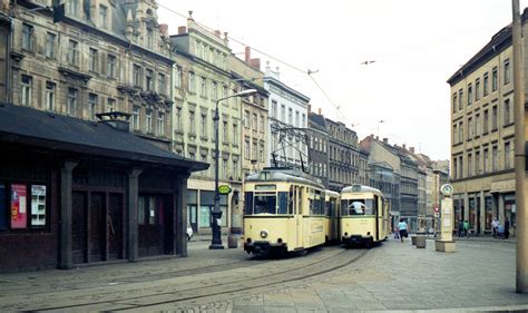 Stra Enbahn G Rlitz Niederschlesien An Der Doppel Haltestelle