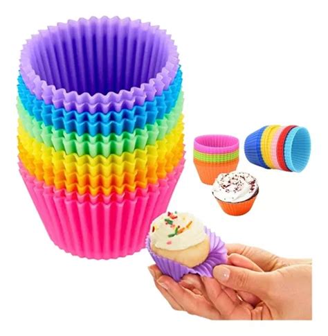 Kit 12 Formas Silicone Mini Cupcake Bolo Muffin Assadeira MercadoLivre