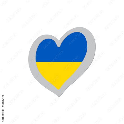 Ukraine Flag Inside Of Heart Shape Icon Vector Eurovision Song Contest