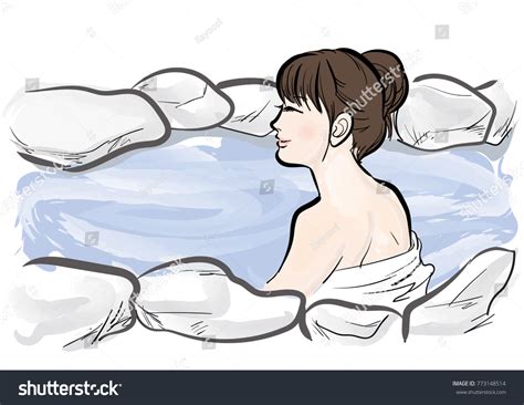 Open Air Bath Hot Spring Image Royalty Free Stock Vector Avopix