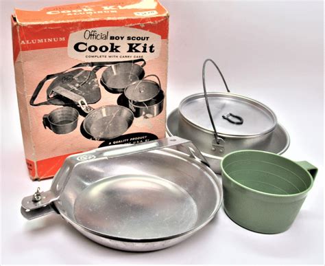 Vintage Boy Scout Cook Kit S Pc Aluminum Set Bsa Camping Gear No