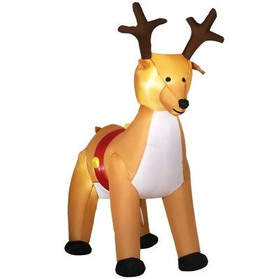 Homcom 6ft Christmas Inflatable Reindeer, Outdoor Blow-up Yard ...