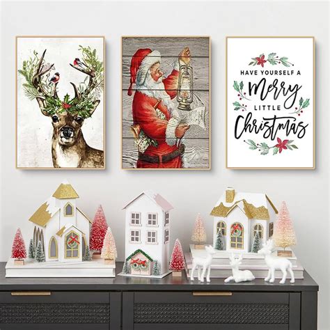 Amazon De Trayosin 3er Weihnachts Poster Set Modern Weihnachtsmann