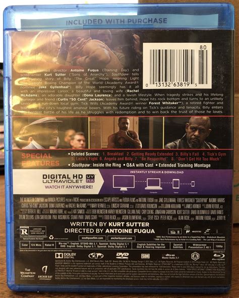 Southpaw Blu Ray Dvd Digital Jake Gyllenhaal Forest Whitaker