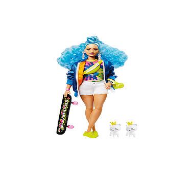 Mattel Barbie Extra Puppe Mit Blauen Haaren Und Skateboard Transparent