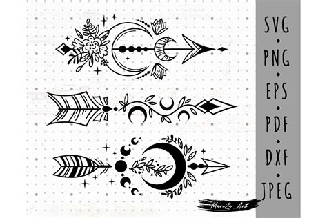 Celestial Boho Arrows Svg Png Bundle Graphic By Myspacegarden