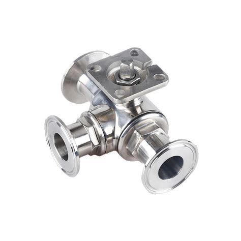 Stainless Steel 304 316 Three Way Clamp Ball Valve With Mounting Pad