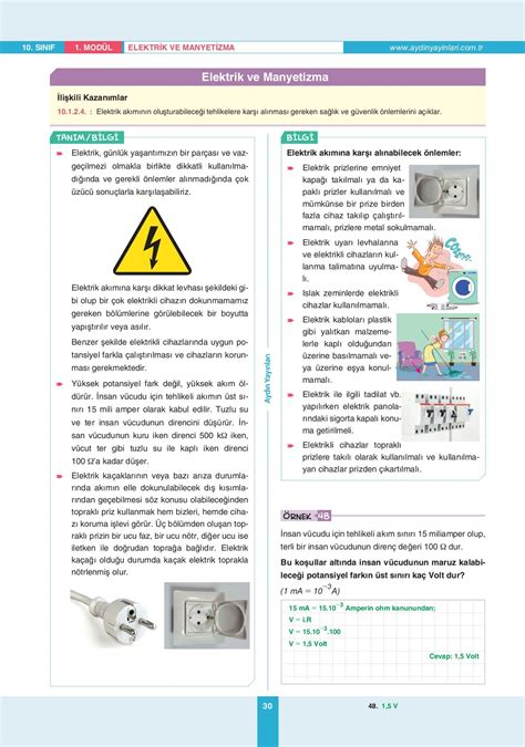 TYT AYT 10 Sınıf Fizik Ders İşleyiş Modülleri Modül 1 Elektrik ve