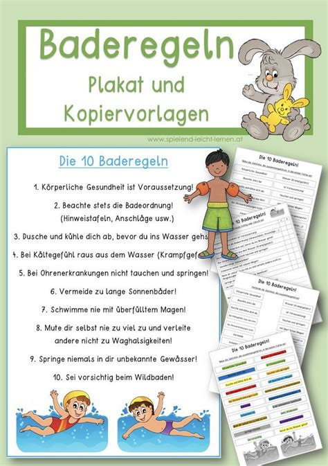 Baderegeln Plakat Und Kopiervorlagen Unterrichtsmaterial Im Fach