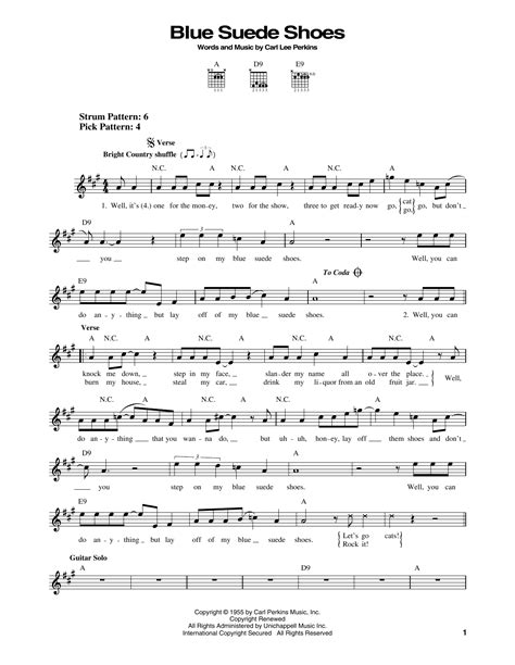 Blue Suede Shoes By Elvis Presley Sheet Music For Easy Guitar At Sheet