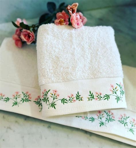 Jasmines Towel Set Embroidery Towel Jasmines Bath Towel Jasmines