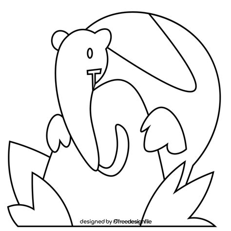 Anteater and ant colony black and white clipart vector free download