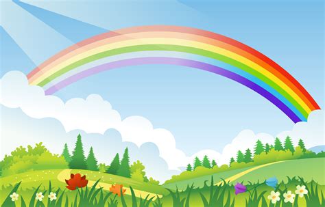 Beautiful Rainbow Above The Field 14032622 Vector Art At Vecteezy