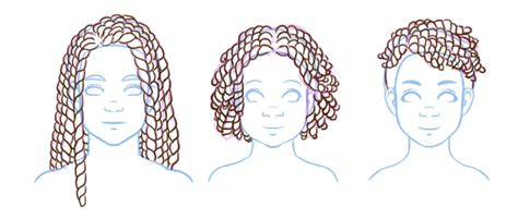 How to Draw Natural, Textured, Afro Hairstyles (Afros, Locs, Braids ...