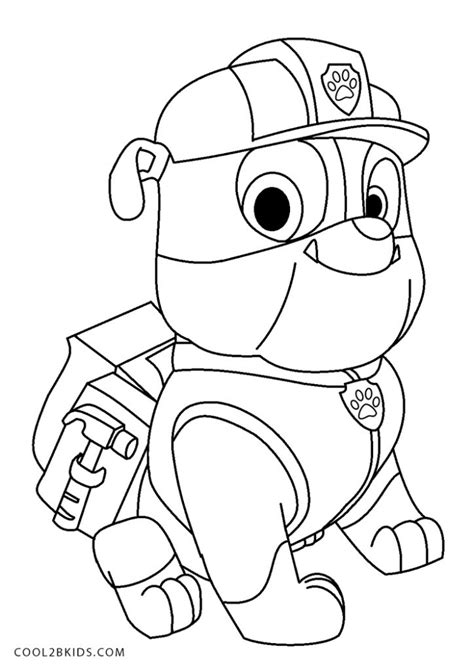 Rubble Paw Patrol Coloring Pages Printable Rubble From Mighty Pups