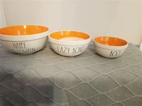 Rae Dunn Artisan Ceramic Mixing Bowls Set Of Happy Halloween White