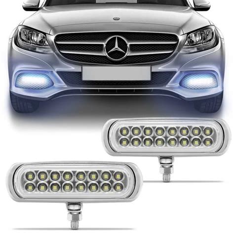 Kit Farol De Milha Strobo Slim Leds Efeitos V Luz Azul Autopoli