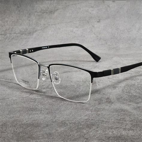 Handoer Unisex Semi Rim Square Titanium Eyeglasses 11 Titanium