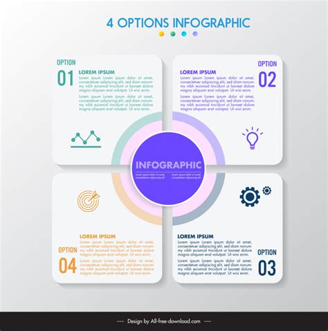 4 Options Infographic Template Squares Circle Shapes Connection Vectors