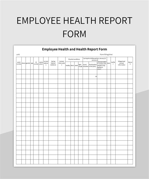 Employee Health Report Form Excel Template And Google Sheets File For