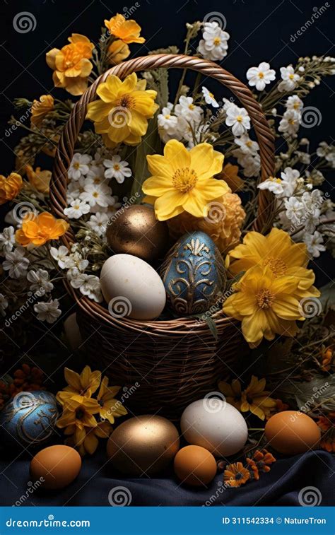 Easter Still Life With Eggs Easter Eggs And Flowers Easter Still Life