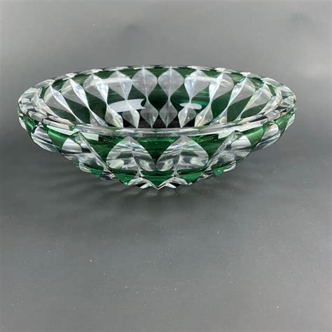 Crystal Val Saint Lambert Bowl With Green Design Crystal Catawiki