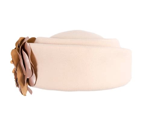 Nude Felt Beret With Leather Flower Fascinators Au