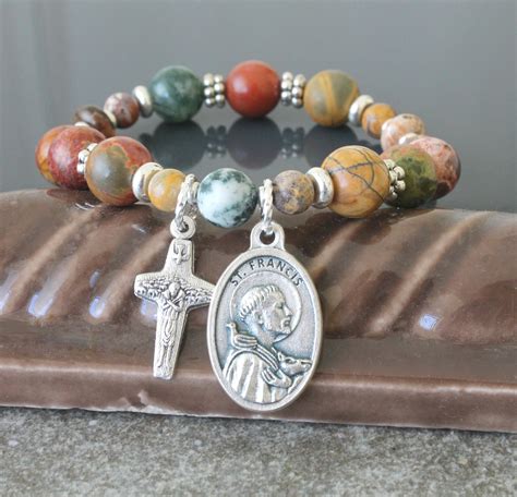 Saint Francis Of Assisi Chaplet Prayer Bracelet Gemstone Etsy