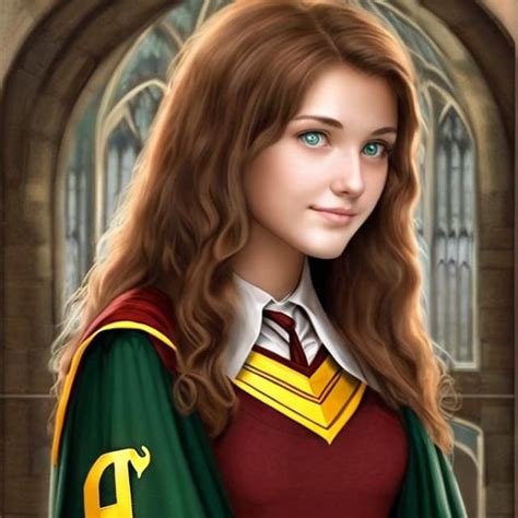 Brown Haired Green Eyed Beautiful Woman As A Gryffi Openart