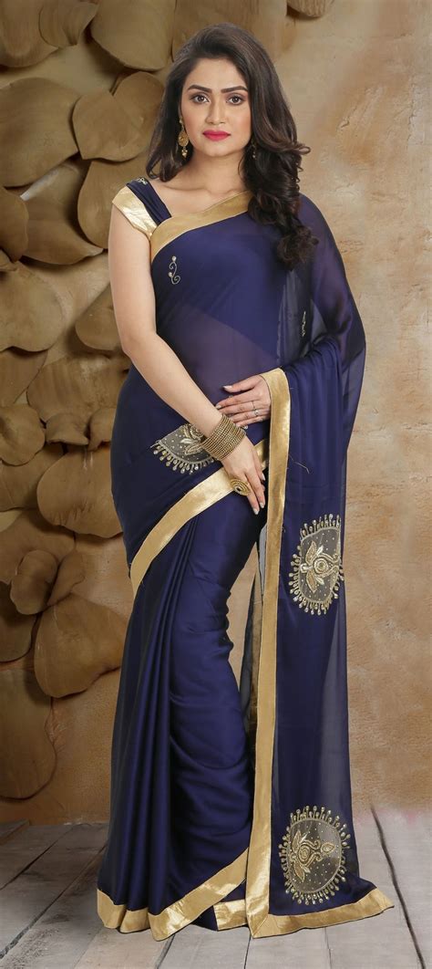 Party Wear Traditional Blue Color Satin Silk Silk Fabric Saree