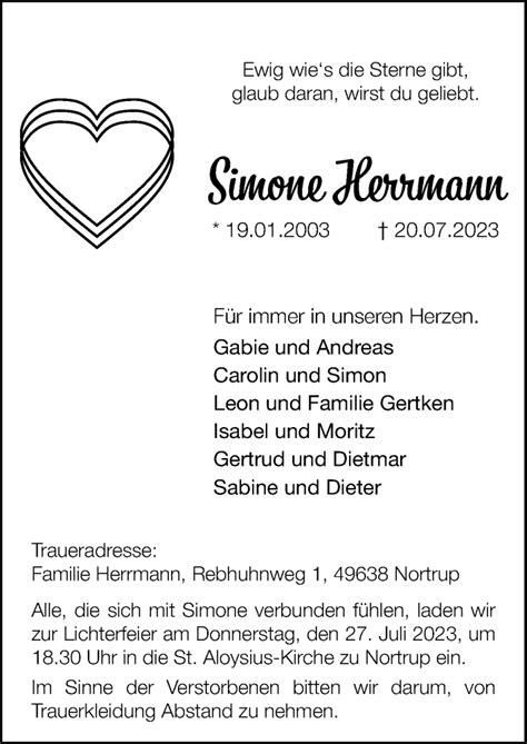 Traueranzeigen Von Simone Herrmann Noz Trauerportal