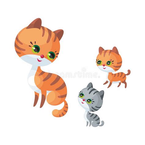 Mother Cat With Kittens, Sketch For Your Design Stock Vector - Illustration of feline, children ...