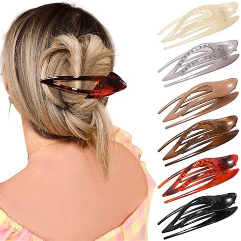 French Concord Flat Hair Clips 6pcs Curved Hair Claw No Slip Hair Clips Volume