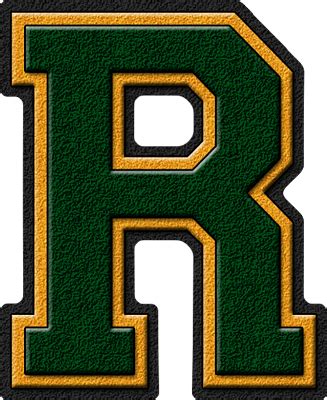 Presentation Alphabets Forest Green Gold Varsity Letter R