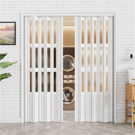 CRUTOP 48-72 x 80in Accordion Doors Interior Folding Door, White PVC