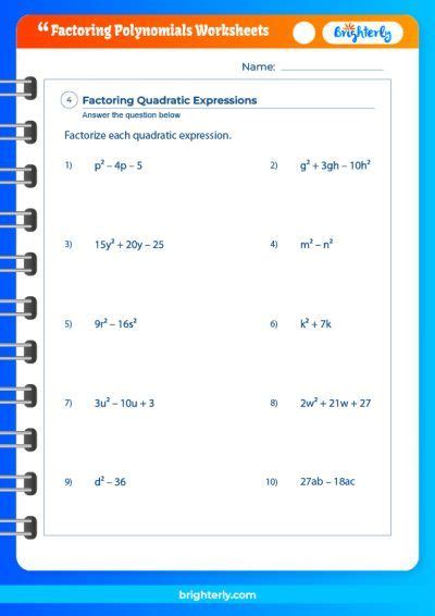 Free Printable Factoring Polynomials Worksheets [PDFs]