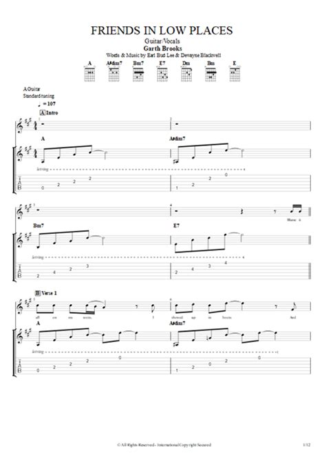 Friends In Low Places Tab By Garth Brooks Guitar Pro Guitar Vocals