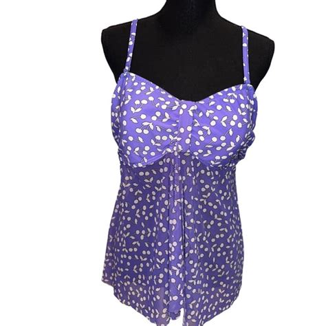 Croft And Barrow Swim Euc Croft Barrow Tankini Purple With Sheer