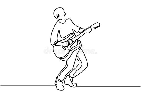 Continuous Lines Man Playing Guitar Playing Guitar And Singing The