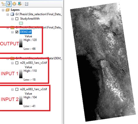 Arcgis Desktop Merging Two Dem Rasters In Arcmap Geographic