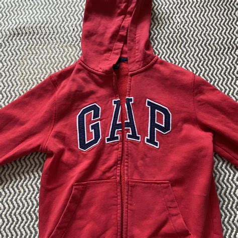 Really Cool Red Gap Zip Up Jumper Size 6 As It Is Depop