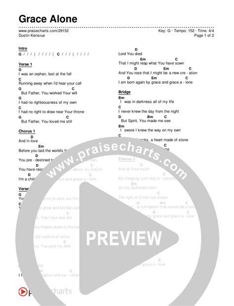 Grace Alone Chords PDF (Dustin Kensrue) - PraiseCharts