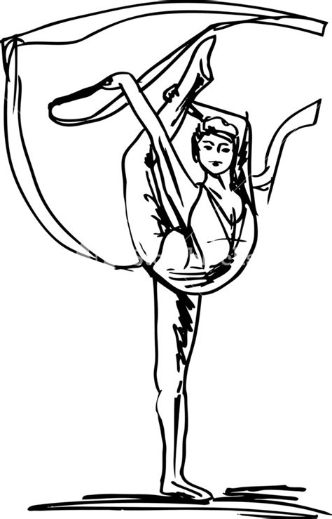 Sketch Of Woman Rhythmic Gymnastics Art Dancer Vector Illustration